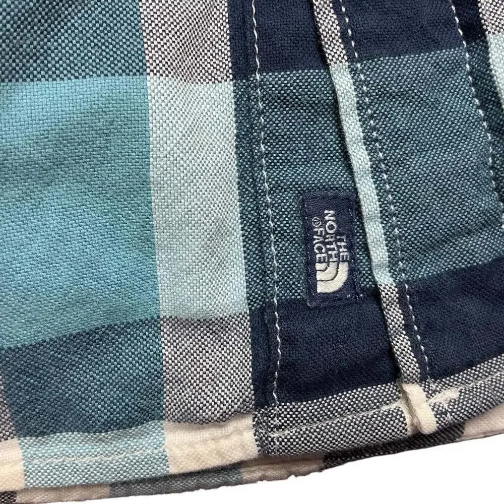 The North Face Gardello Shirt Mens Xl Blue White Plaid Short Sleeve Button Up